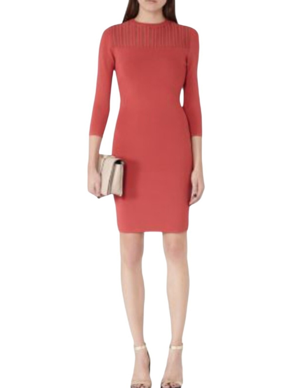Reiss Kadriana Muted Red Knit Sweater Dress Size 6